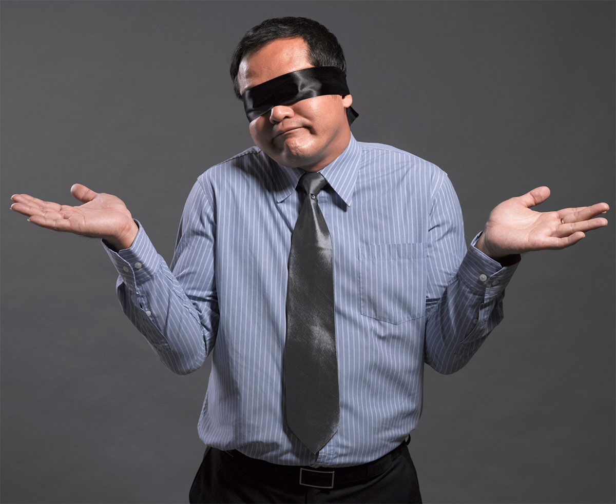 blindfold business owner